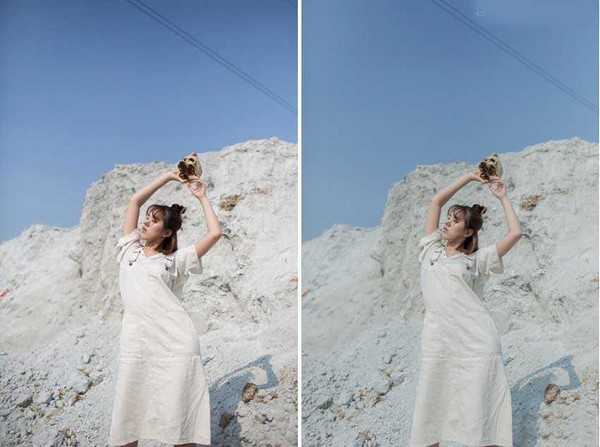 Photoshop后期调出青冷色艺术外景人像