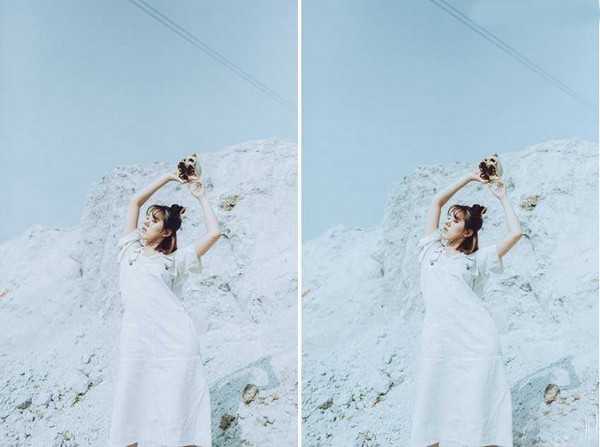 Photoshop后期调出青冷色艺术外景人像